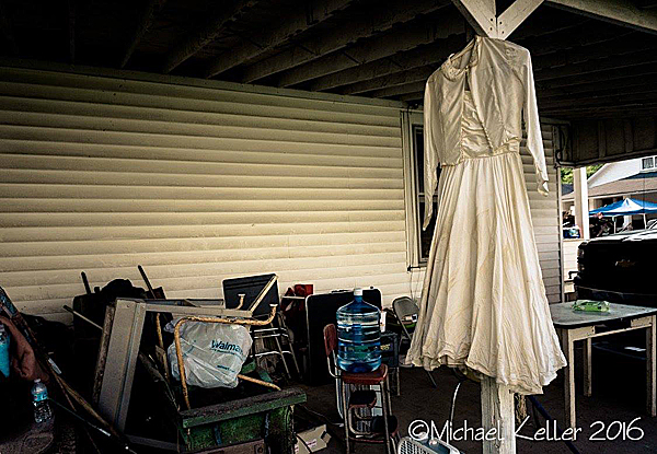 Wedding dress drying outside