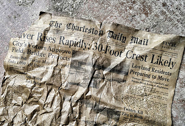 Newspaper headline about 1948 flood in same area